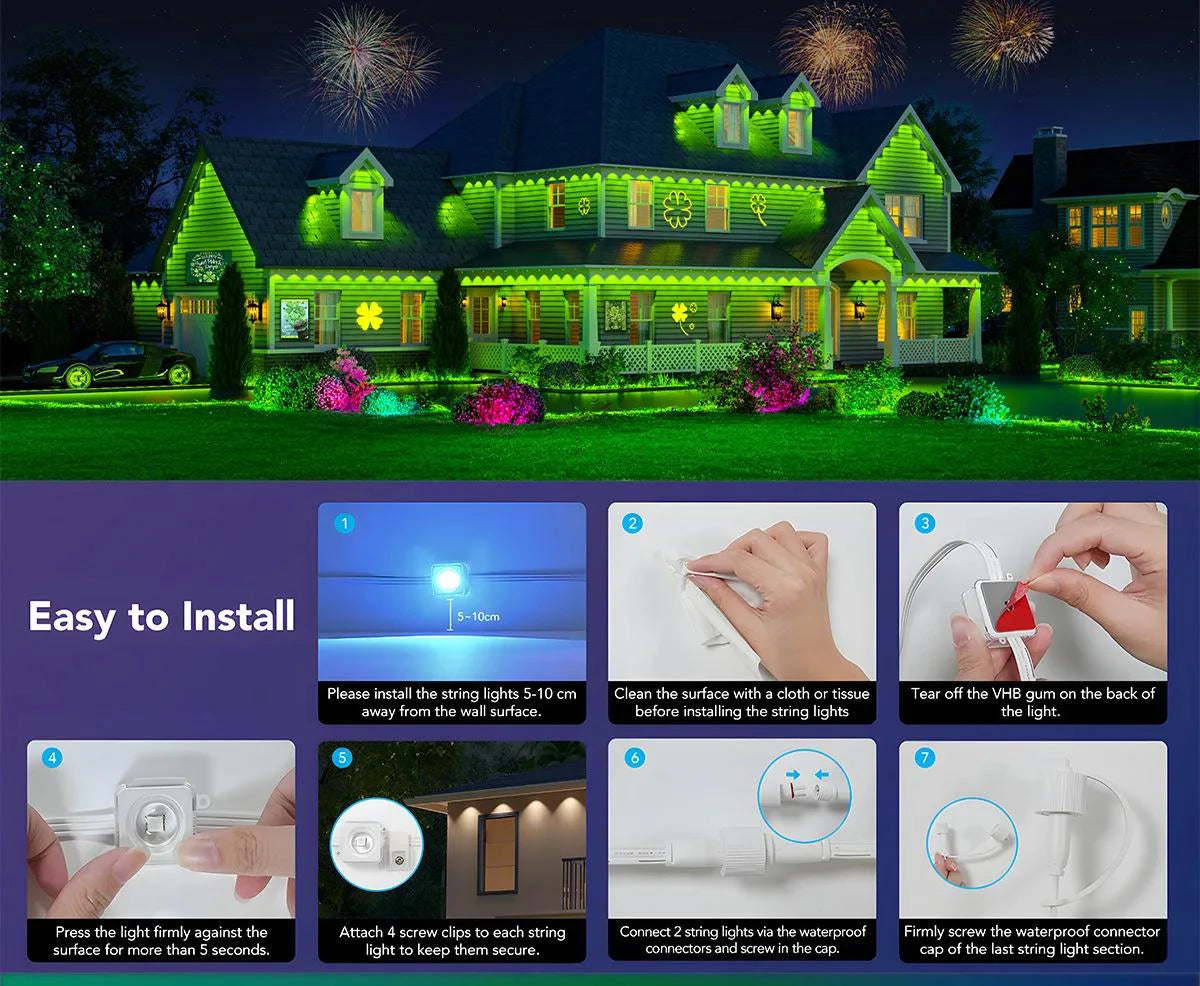 Permanent Outdoor LED String Lights